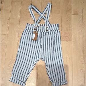 Kids Striped Blue and White Overalls with Suspenders